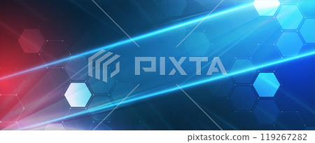 Abstract blue geometric hexagon shape technology and science background. Vector handmade 119267282