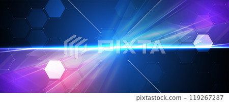 Abstract blue geometric hexagon shape technology and science background. Vector handmade 119267287