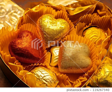 [AI圖像] 金色包裹的情人節圖像 119267340