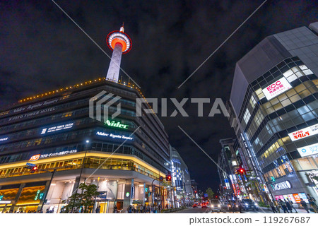 Beautiful night view and Kyoto Tower illumination 119267687
