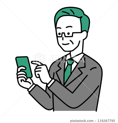 穿著西裝的中年男子操作智慧型手機 119267795