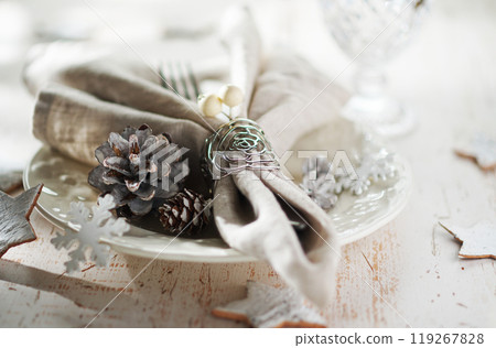 Christmas table setting Christmas table setting 119267828