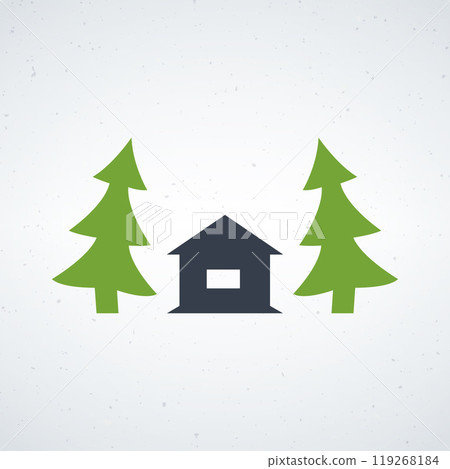 Log cabin in the woods vector illustration 119268184