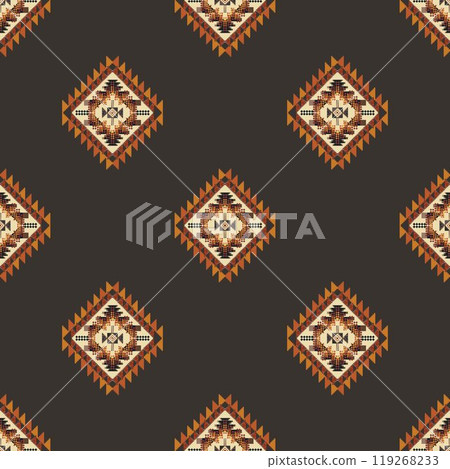 Navajo tribal vector seamless pattern. Native American ornament. Ethnic South Western decor style. Boho geometric ornament. Vector seamless pattern. Mexican blanket, rug. Woven carpet illustration. Navajo tribal vector seamless pattern. Native American ornament. Ethnic South Western decor style. Boho geometric ornament. Vector seamless pattern. Mexican blanket, rug. Woven carpet illustration. 119268233