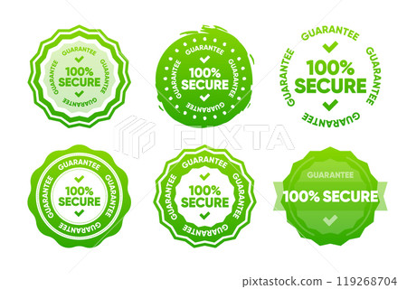 100 percent Secure Guarantee stamps. Badge or stamp for commerce website. Vector illustration. 119268704