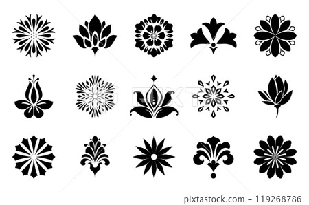 Flowers icon set. Flowers isolated on transparent background. Flowers in modern simple. Cute round flower plant nature collection. Vector illustrator Flowers icon set. Flowers isolated on transparent background. Flowers in modern simple. Cute round flower plant nature collection. Vector illustrator 119268786