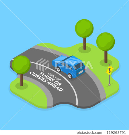 3D Isometric Flat Vector Illustration of Traffic Regulation, Safety Car Driving 119268791