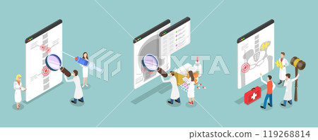 3D Isometric Flat Vector Illustration of Rheumatology, Joint Diseases Treatment 119268814