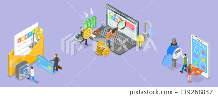 3D Isometric Flat Vector Illustration of Utility Bills Payment, Online Shopping 3D Isometric Flat Vector Illustration of Utility Bills Payment, Online Shopping 119268837