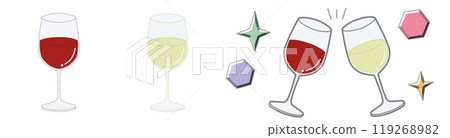 紅酒與白酒吐司套裝插畫 119268982