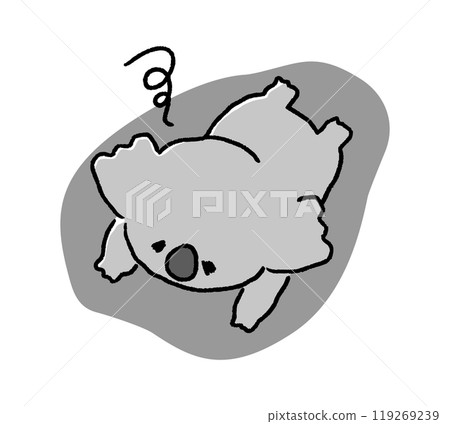 Hand-drawn illustration of a koala character falling down 119269239