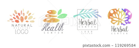 Natural Balance and Health Care Logo Design Vector Set 119269584