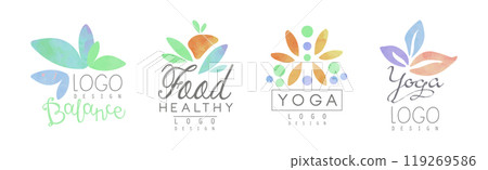 Natural Balance and Health Care Logo Design Vector Set 119269586