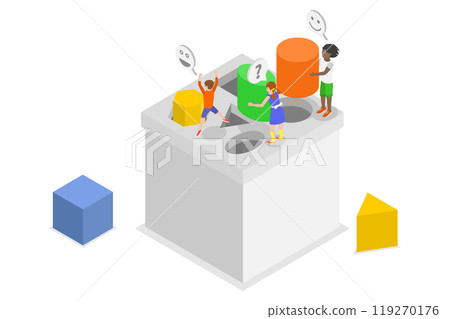 3D Isometric Flat Illustration of Shape Puzzle, Children Sorter Toy 3D Isometric Flat Illustration of Shape Puzzle, Children Sorter Toy 119270176