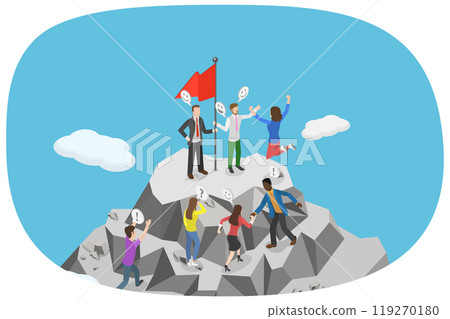 3D Isometric Flat Illustration of Motivation To Success, Overcoming Difficulties 3D Isometric Flat Illustration of Motivation To Success, Overcoming Difficulties 119270180