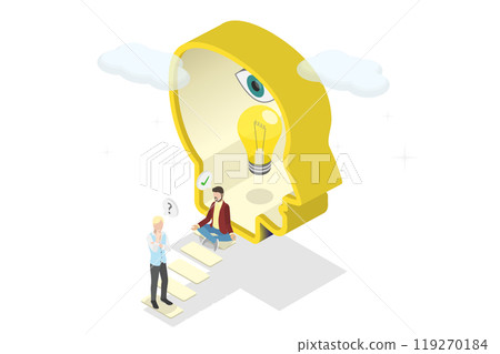 3D Isometric Flat Illustration of Inner Intelligence, Cognitive Insight and Inspiration 3D Isometric Flat Illustration of Inner Intelligence, Cognitive Insight and Inspiration 119270184