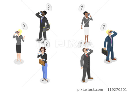 3D Isometric Flat  Illustration of Bad Communication, Looking on Opposite Directions 119270201