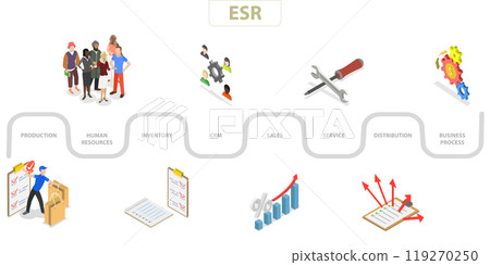 3D Isometric Flat  Illustration of ERP as Enterprise Resource Planning, Productivity and Improvement 119270250