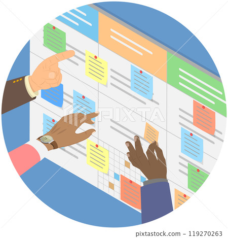 3D Isometric Flat  Illustration of Scrum Planning Technique, Project Management Work Cycle 119270263