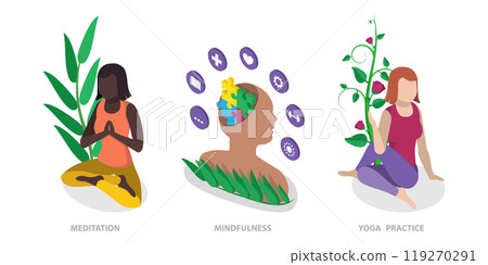 3D Isometric Flat  Illustration of Human Mental Health, Healthy Lifestyle 119270291