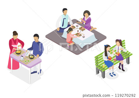3D Isometric Flat  Illustration of Korean or Japanese Food, Translation Oriental Cuisine 119270292