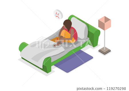3D Isometric Flat  Illustration of Restless Leg Syndrome, RLS Symptoms 119270298