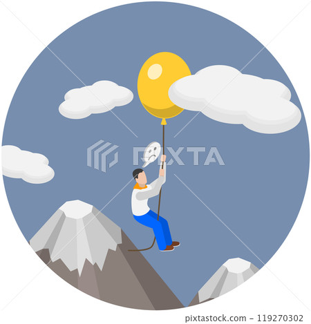 3D Isometric Flat  Illustration of Courage and Creativity, Taking a Risk 119270302