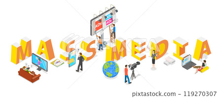 3D Isometric Flat Illustration of Mass Media, Broadcasting , Journalism 3D Isometric Flat Illustration of Mass Media, Broadcasting , Journalism 119270307