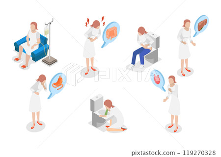 3D Isometric Flat  Illustration of Chemotherapy, Drugs and Treatment 119270328