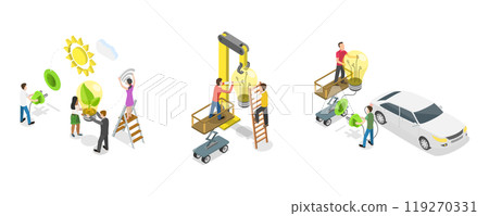 3D Isometric Flat Illustration of Eco Technology, Protect Environment, Clean Alternative Energy 3D Isometric Flat Illustration of Eco Technology, Protect Environment, Clean Alternative Energy 119270331