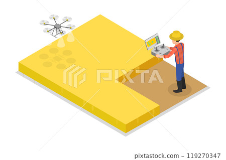 3D Isometric Flat  Illustration of Agronomist, Innovative Technologies for Agriculture 119270347