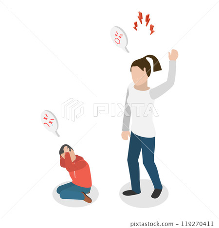 3D Isometric Flat  Illustration of Home Abuse , A Social Problem 119270411