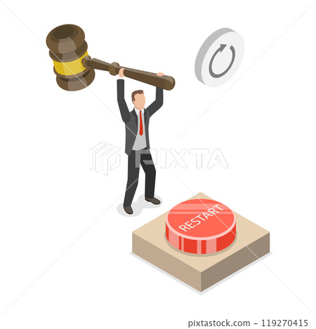 3D Isometric Flat  Illustration of Restarting Project, Launching a New Project 119270415