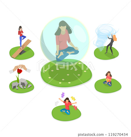 3D Isometric Flat  Illustration of Resilience Concept, Mental Strength 119270434