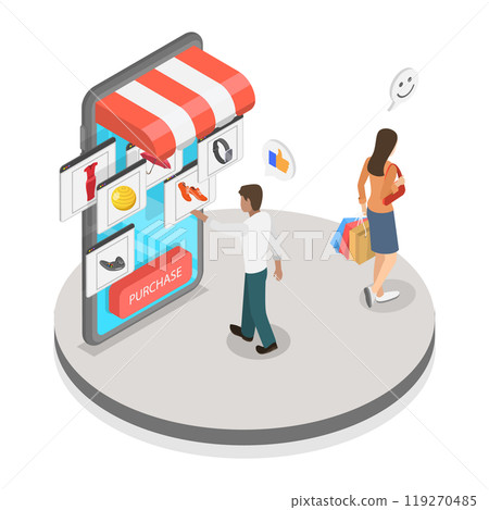 3D Isometric Flat  Illustration of Online Shopping, Internet Shop 119270485