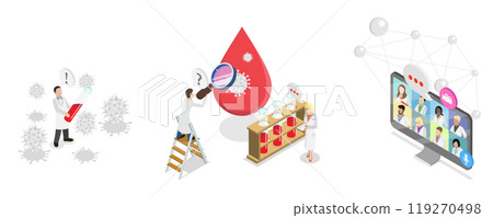 3D Isometric Flat  Illustration of Diabets, Health Care and Medicine 119270498