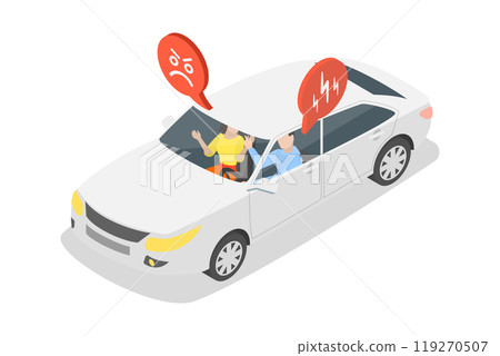 3D Isometric Flat  Illustration of Fighting In Car, Unsafe Vehicle Driving 3D Isometric Flat  Illustration of Fighting In Car, Unsafe Vehicle Driving 119270507