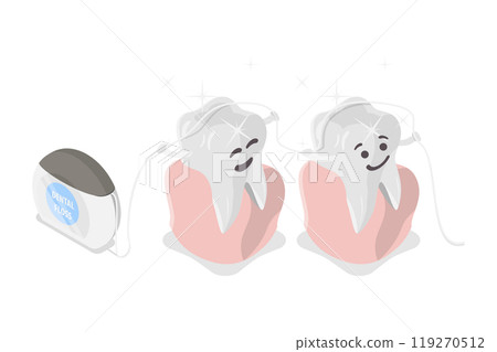 3D Isometric Flat Illustration of Dental Floss, Oral Hygiene, Teeth Cleaning 3D Isometric Flat Illustration of Dental Floss, Oral Hygiene, Teeth Cleaning 119270512