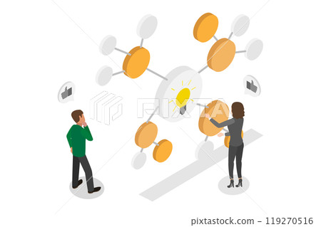 3D Isometric Flat  Illustration of Mind Map, Information Management 119270516