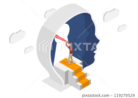 3D Isometric Flat  Illustration of Self Discovery, Personality Development with Inner Identity 3D Isometric Flat  Illustration of Self Discovery, Personality Development with Inner Identity 119270529