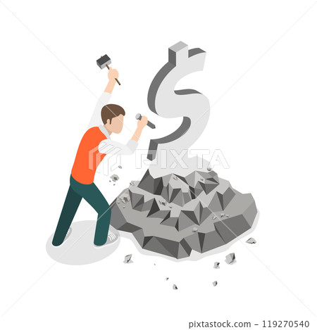 3D Isometric Flat  Illustration of Making Money, Profitable Investment 119270540