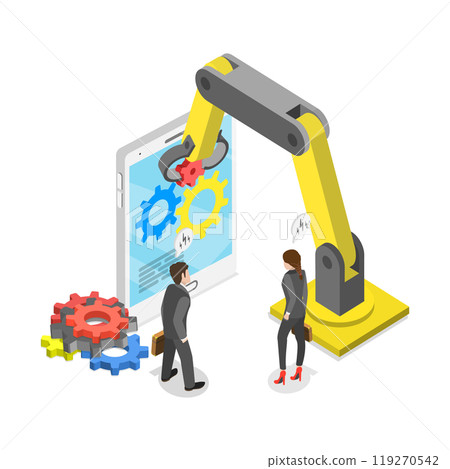 3D Isometric Flat Illustration of Smart Business Process, Innovations and Technologies Improving 3D Isometric Flat Illustration of Smart Business Process, Innovations and Technologies Improving 119270542
