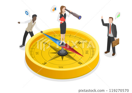 3D Isometric Flat  Illustration of Navigation And Orientation In Business, Strategy Direction 119270570