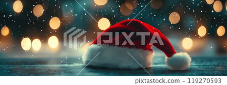 Horizontal copy space image of Santa Claus hat 119270593
