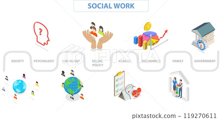3D Isometric Flat Illustration of Social Work, Society and Community 3D Isometric Flat Illustration of Social Work, Society and Community 119270611