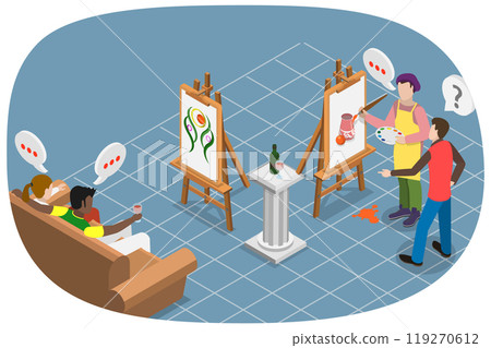 3D Isometric Flat Illustration of Creative Art Entertainment , Paint and Sip 3D Isometric Flat Illustration of Creative Art Entertainment , Paint and Sip 119270612