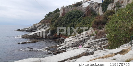 Kavala city in northern Greece, Macedonia region. Picture of the old city, harbour and antique fortres Kavala city in northern Greece, Macedonia region. Picture of the old city, harbour and antique fortres 119270765