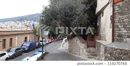Kavala city in northern Greece, Macedonia region. Picture of the old city, harbour and antique fortres 119270768