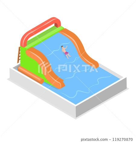 3D Isometric Flat  Set of Aquapark Scenes. Item 3 119270870