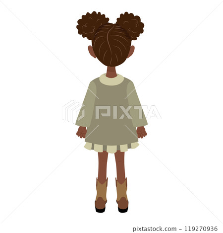 Flat  Illustration of Cute African American Kid Girl Wearing a Coat and Boots. Item 4 119270936